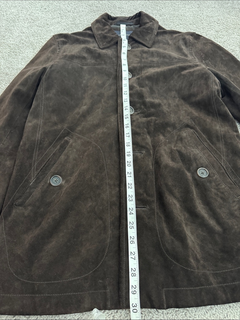 Banana Republic Chocolate Brown Suede Button-Front Barn Jacket - Picture 6 of 11